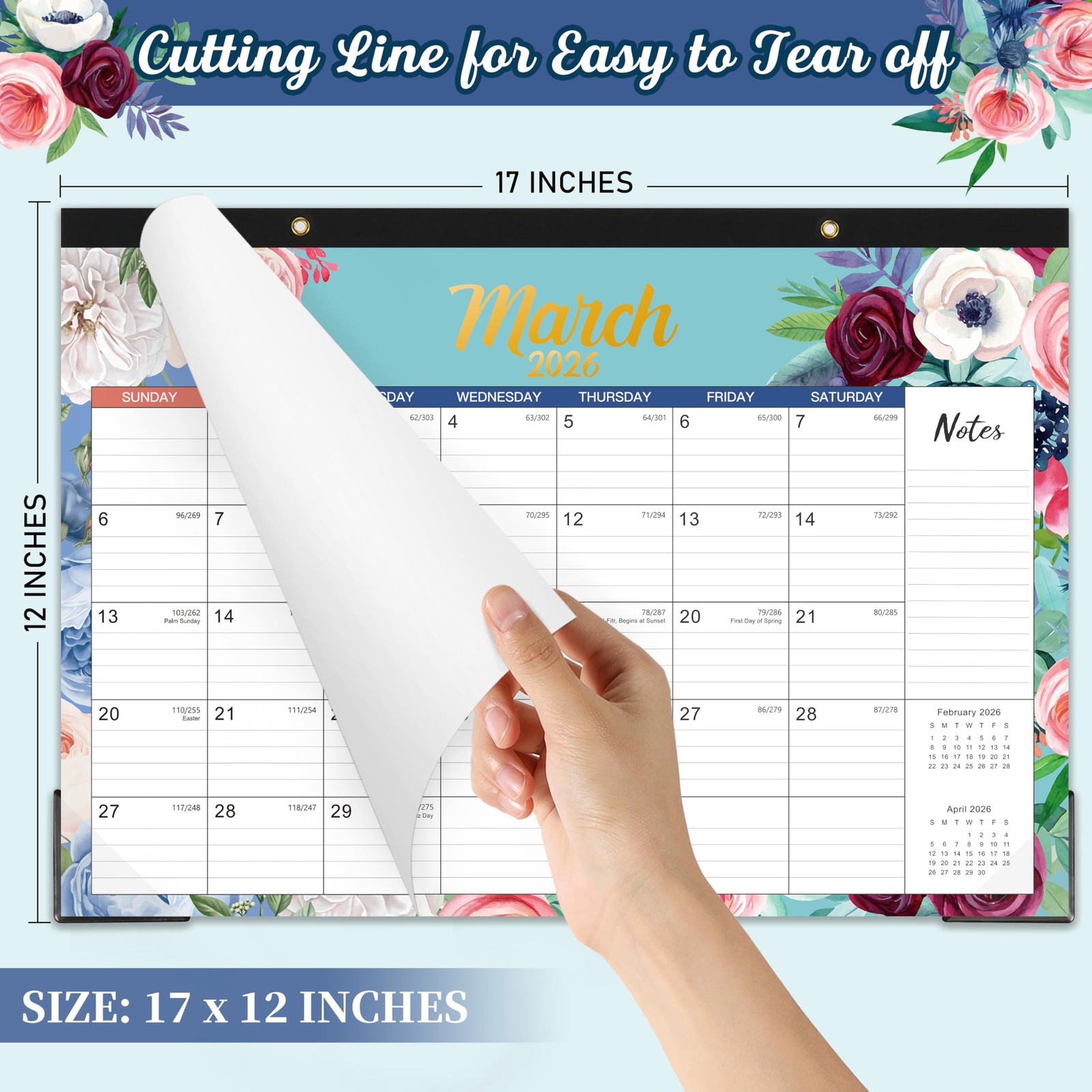 2026 Desk Calendar – 12 Months Large 2026, 17″x 12″, 12″