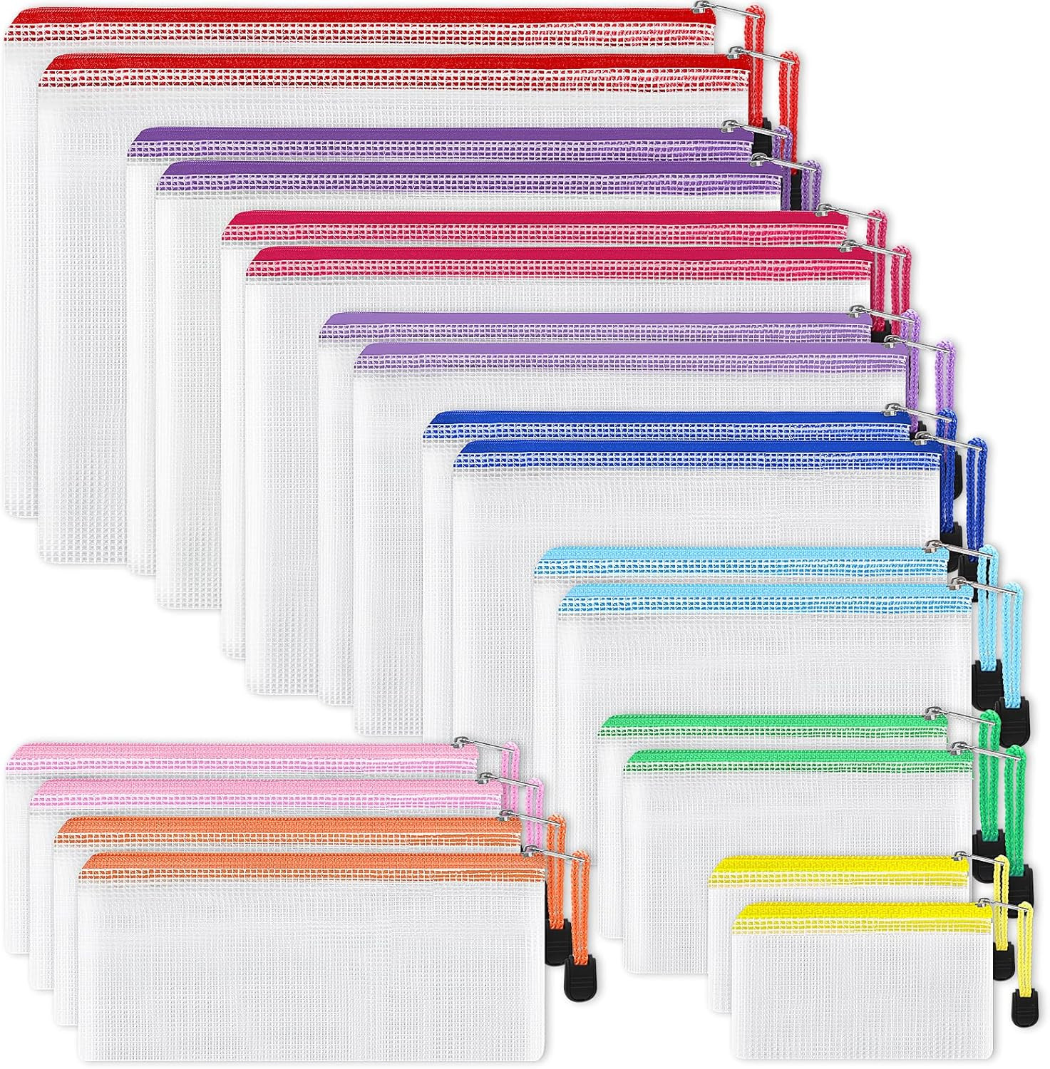 EOOUT 20Pcs Mesh Zipper Pouch, Waterproof Zipper Bags, 8 Sizes Plastic Travel Po
