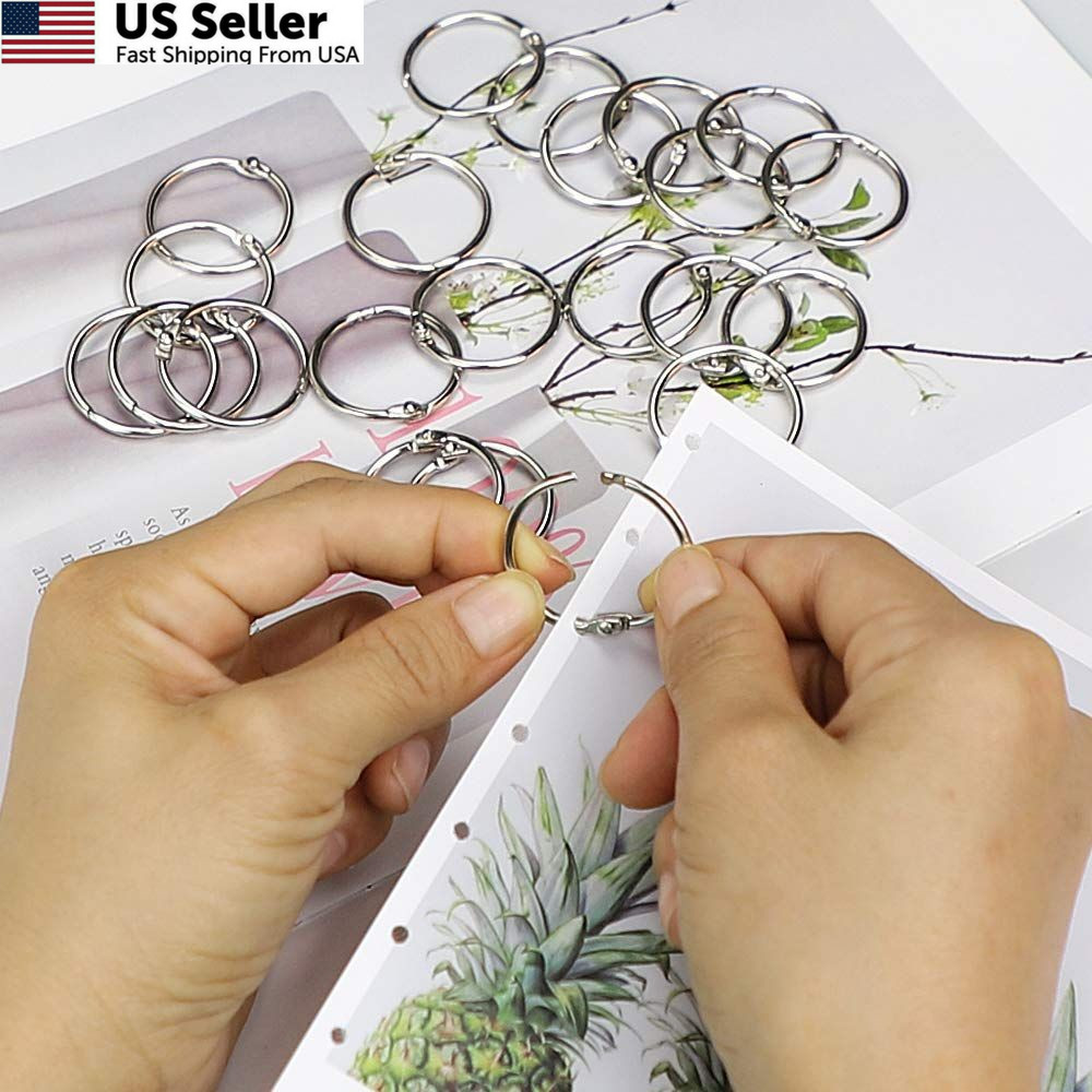 Binder Rings 1 Inch 100 pcs-Sturdy Book Rings-Loose Leaf Ring Silver