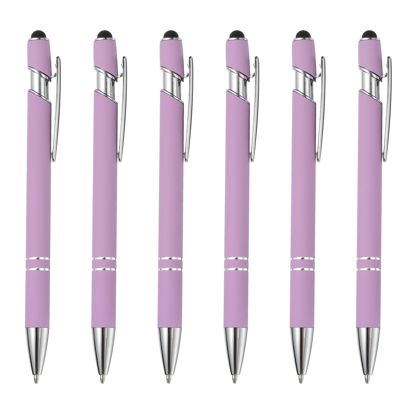 Ballpoint Pen with Stylus Tip, 6Pcs Metal Pen Stylus Pen Style 3, Light Purple