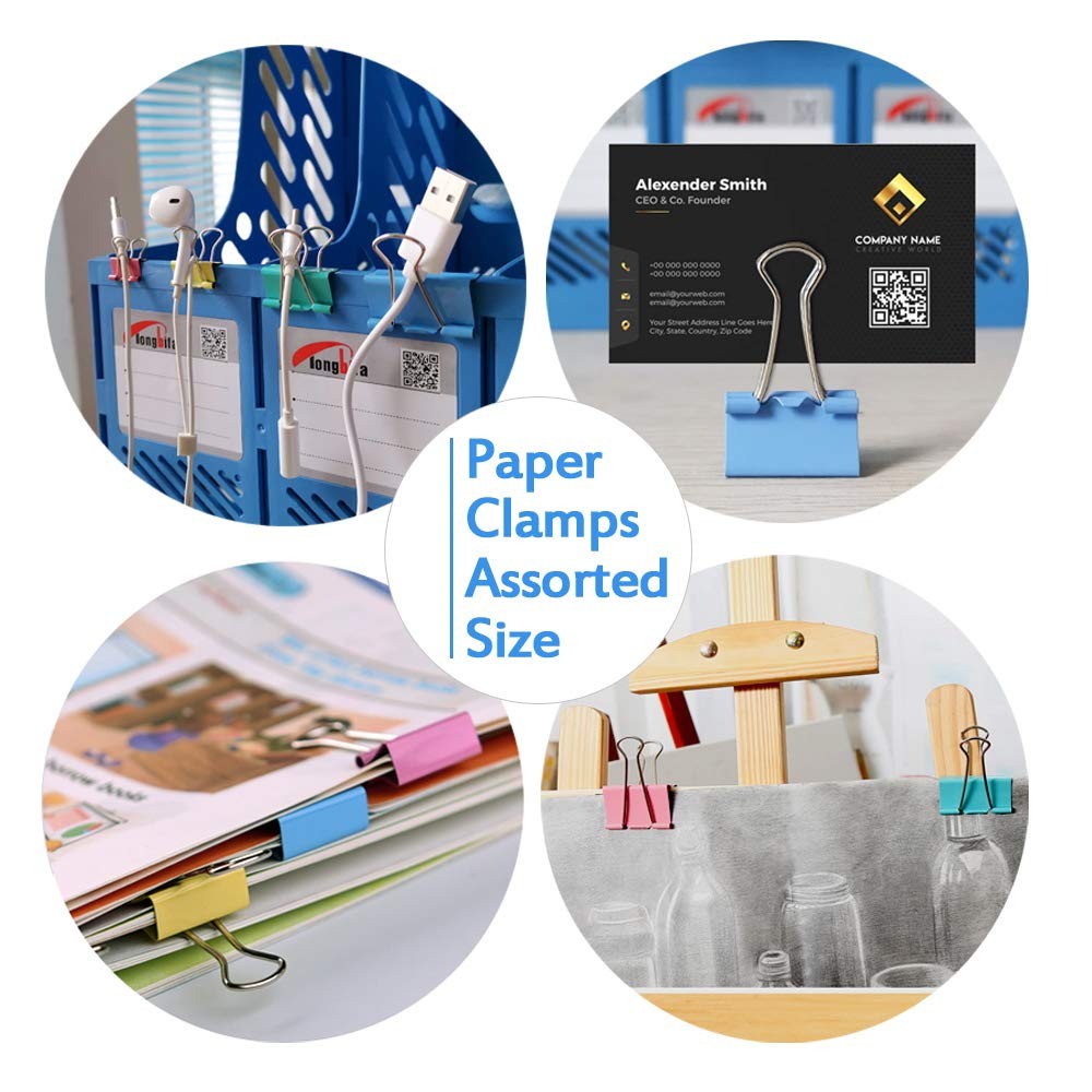 Binder Clips, Lumeiy 162PCS Paper Clips with Assorted Colors and Four Sizes