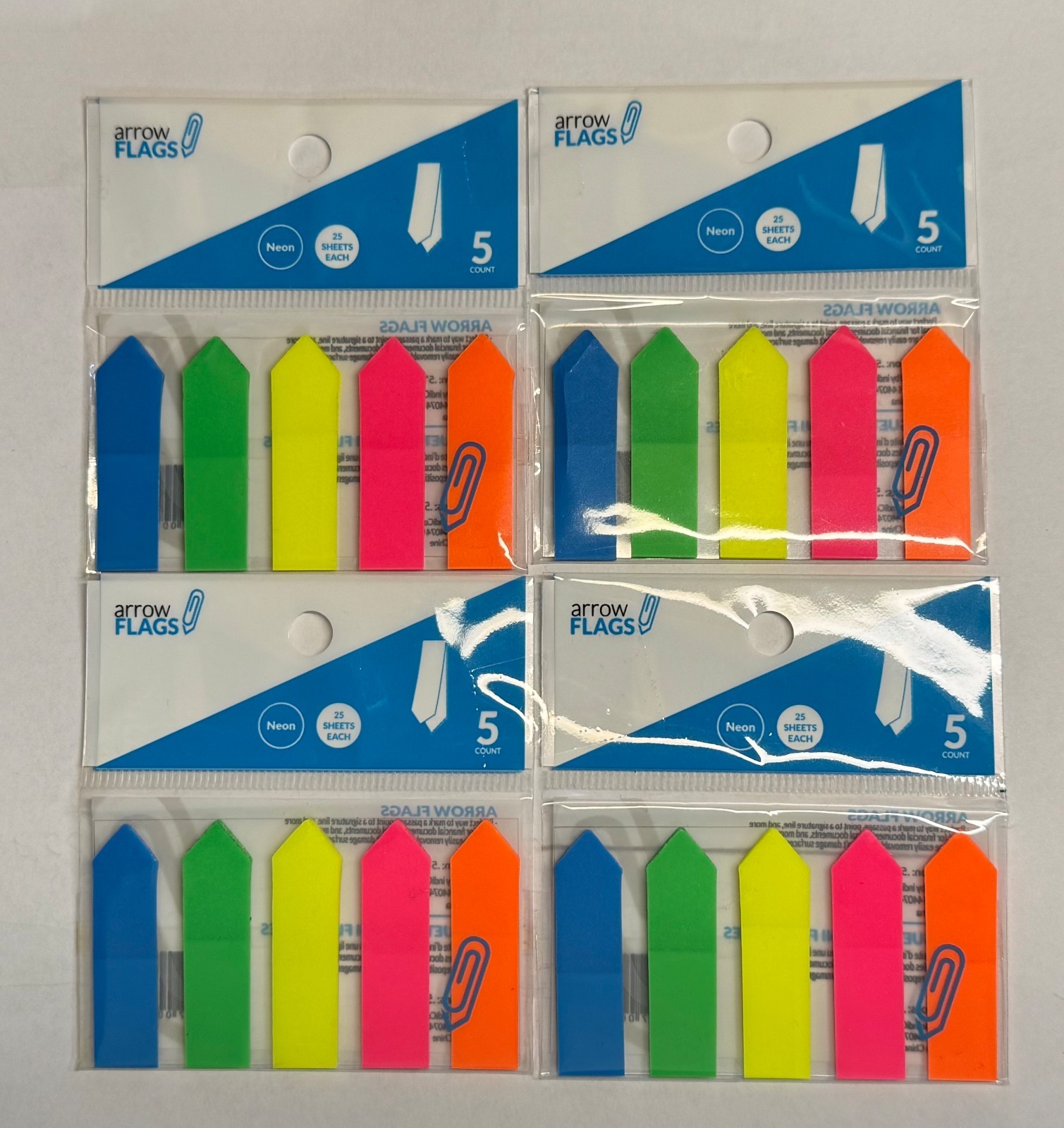 500 Neon Colored Arrow Flags (Page Markers) Self-Stick. The Size is 0.5″ X 1.75″