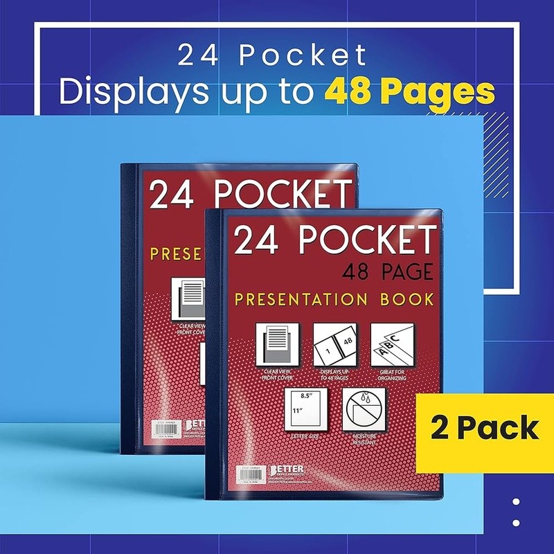 Sturdy Blue Polypropylene Report Cover W/ 48 Pages & Slanted Addendum Pocket New