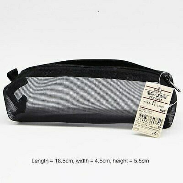 MUJI transparent Mesh Pencil BOX Office Student Pencil Case Nylon School Penbag