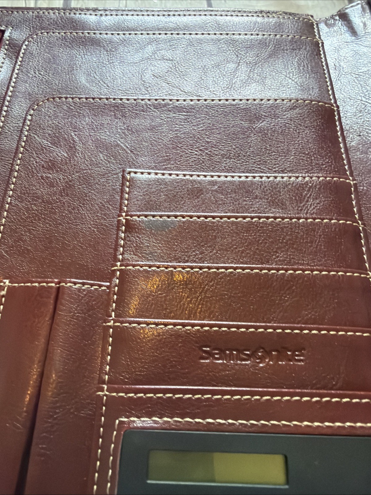 Samsonite Leather Portfolio Legal Pad Folio Burgundy Red Attache Briefbag Binder