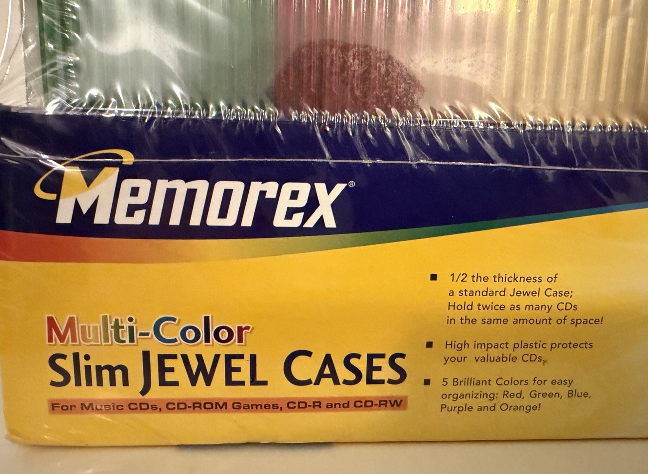 100 Pack Memorex Jewel Cases Multi Color Slim CD BRAND NEW Factory Sealed