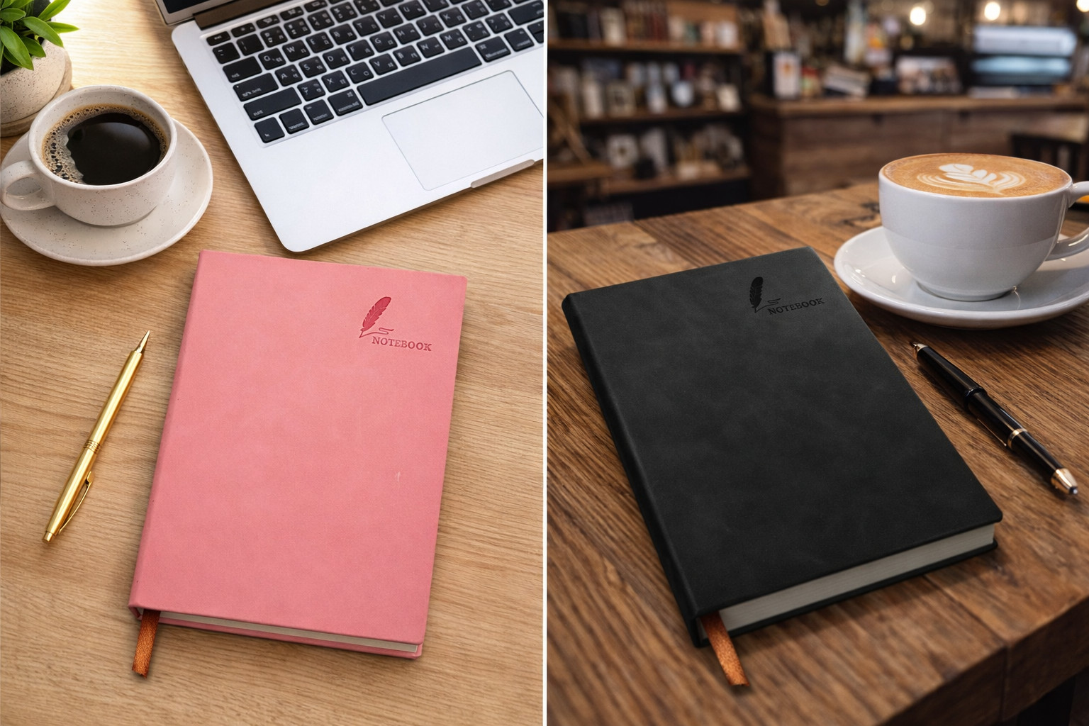 Set of 2 Lined Notebook A5. Color Pink and Black. Free Shipping USA