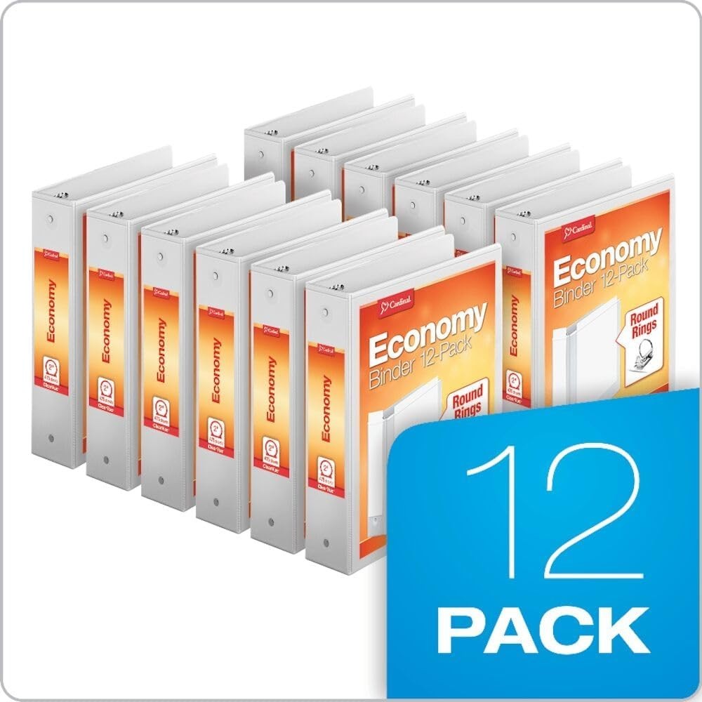 Economy 3-Ring Binders, 2″, Round Rings, Holds 475 Sheets, ClearVue Presentat…
