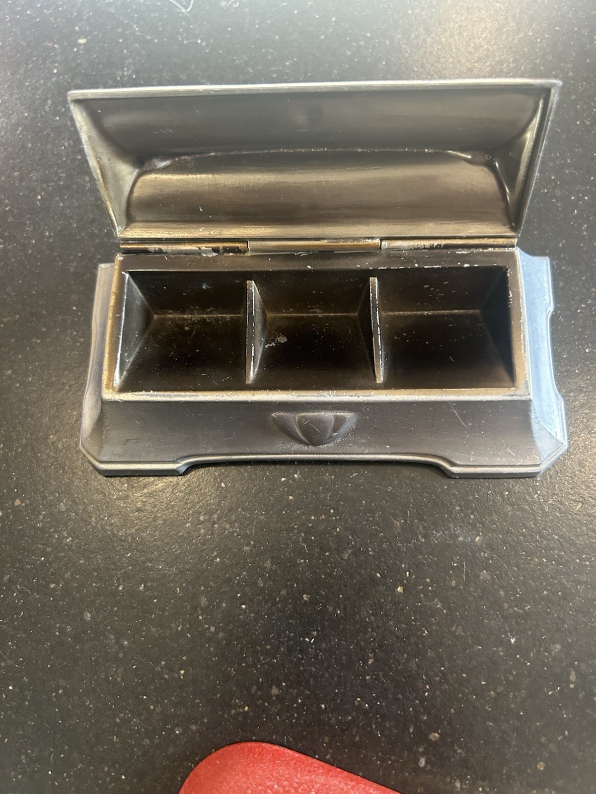 Vintage Heavy Solid Pewter Copper Postage Stamp Storage Hinged Box Germany