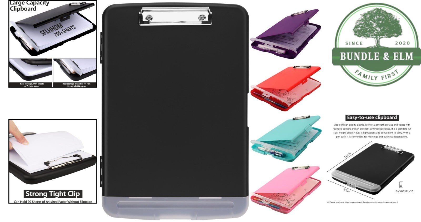 Durable Polypropylene Clipboard for Office Use with High Sheet Capacity & Holder