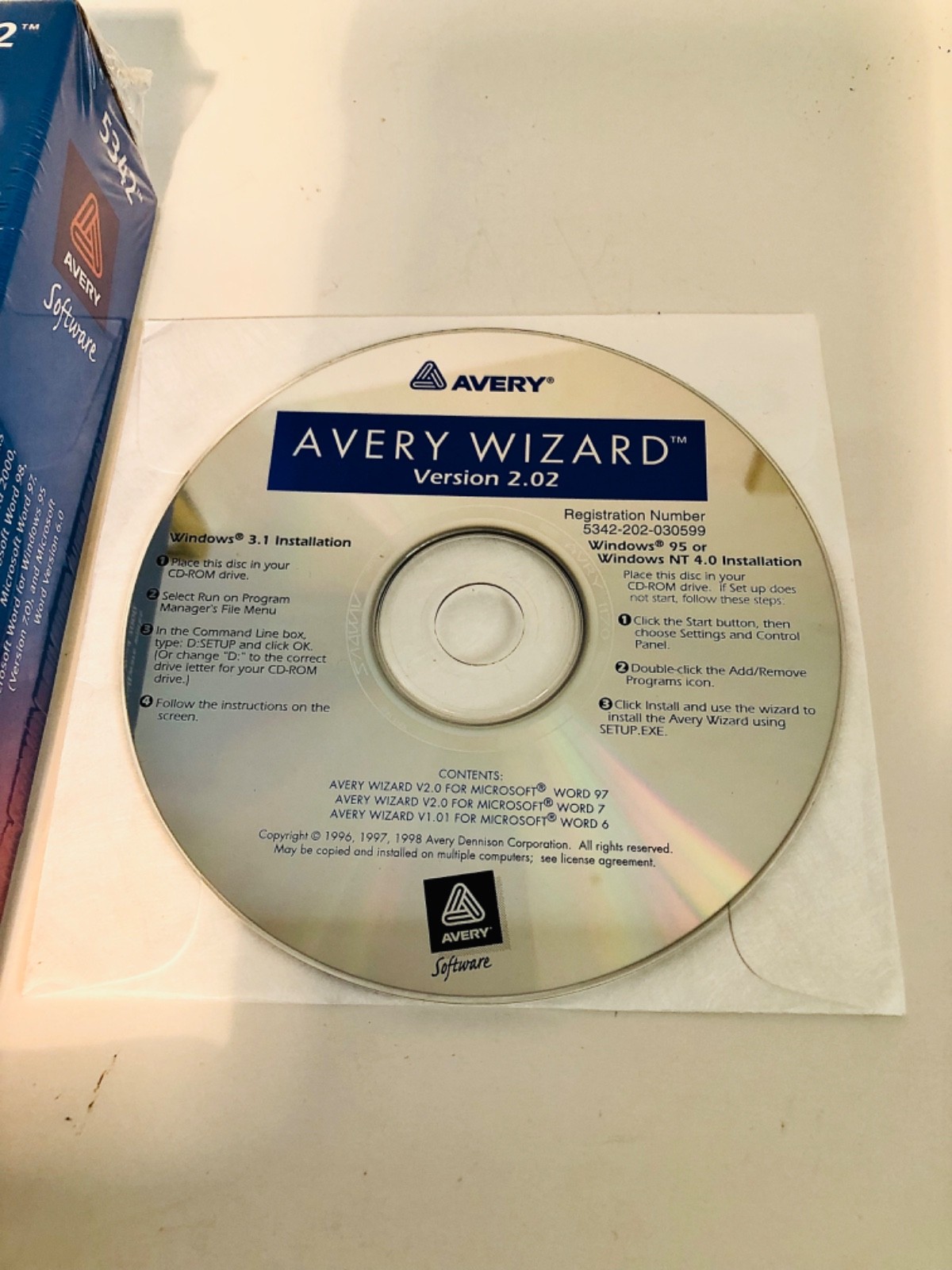 Lot NIB Avery Wizard For Microsoft Word, #5342, Sealed Box & AW Version 2.02 CD