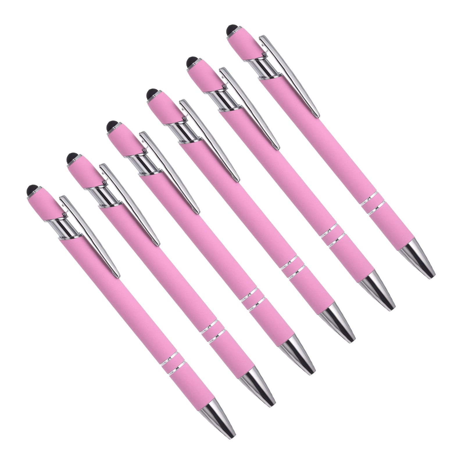 6 Pcs Ballpoint Pen with Stylus Tip 2 in 1 Black Ink 1.0mm Style 1(Light Purple)
