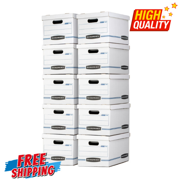 Bankers Box Basic Duty Letter/Legal File Storage Box with Lids, 10 Pack