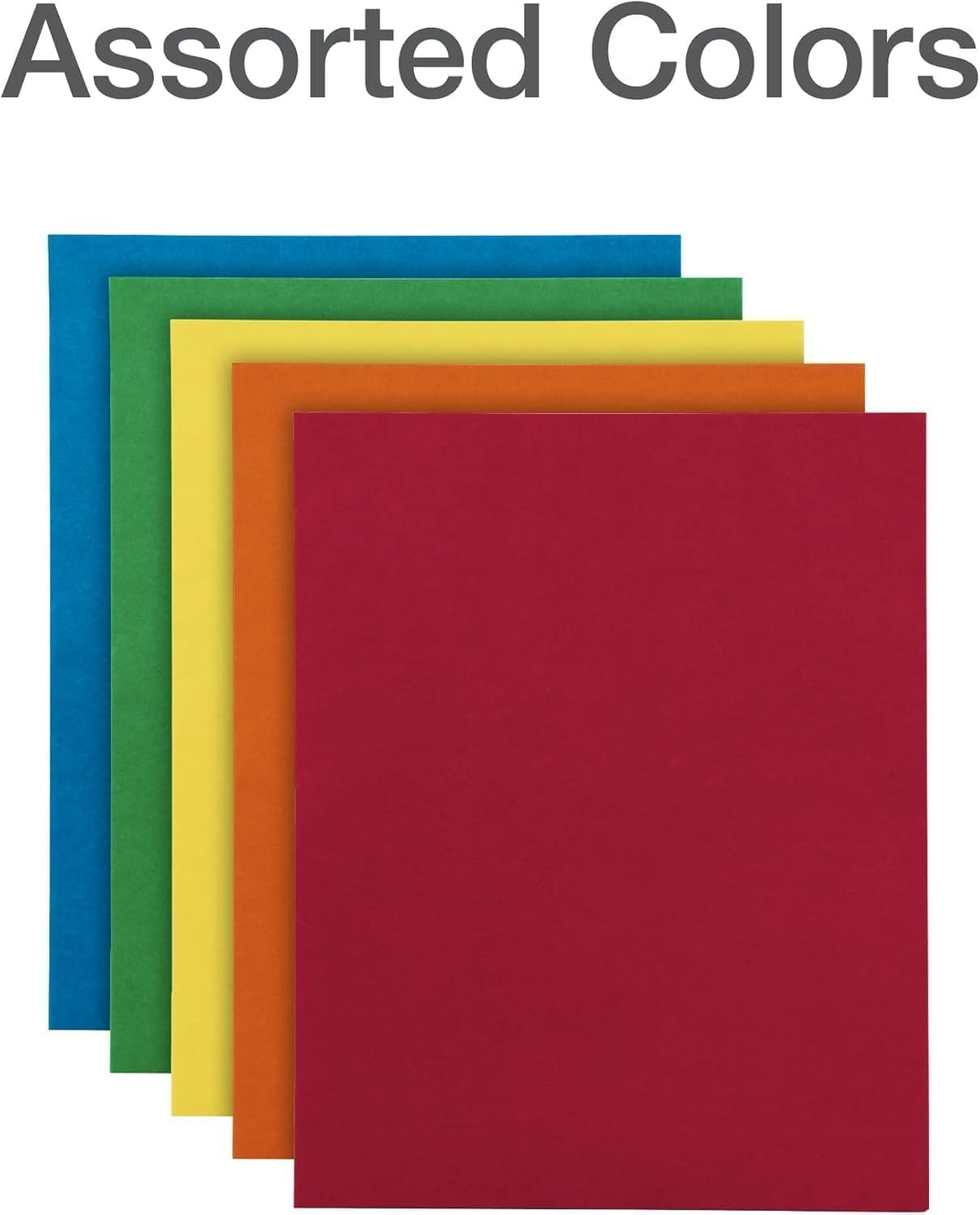 Two Pocket Folders, Textured Paper, Assorted Colors (Blue, Red, Yellow, Orange,