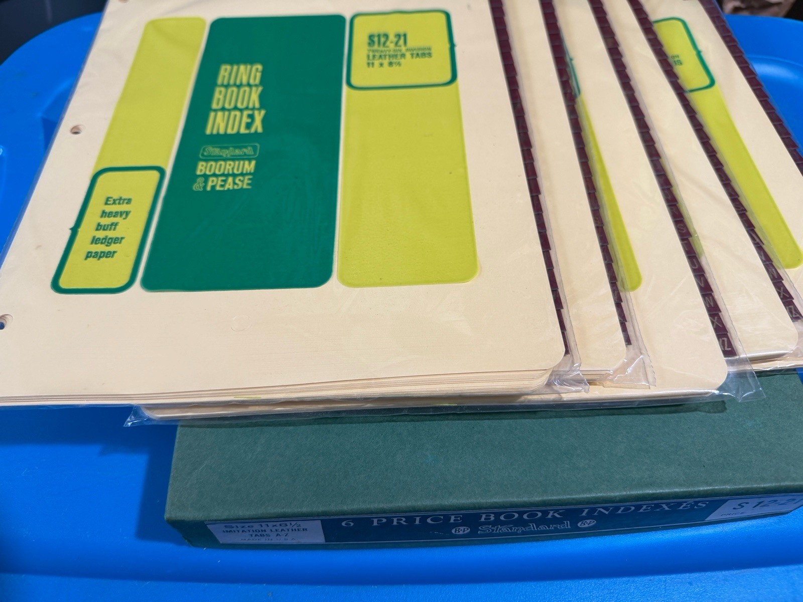 5 VTG Leather Tab Sets Page Dividers A-Z Booram & Pease 8.5” x 5.5”-NEW WITH BOX