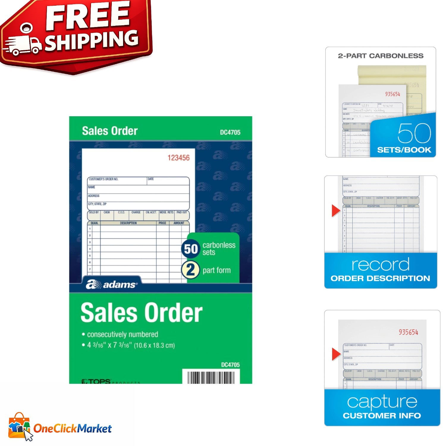 Compact Carbonless Sales Order Forms – 50 Sets, Ideal for Professional Invoices