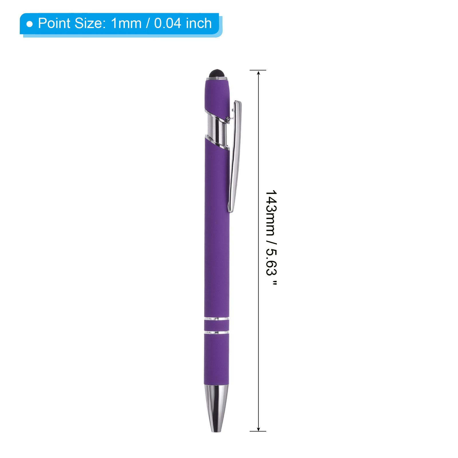 6Pcs Ballpoint Pen with Stylus Tip 2 in 1 Metal Pen Style 1, Purple