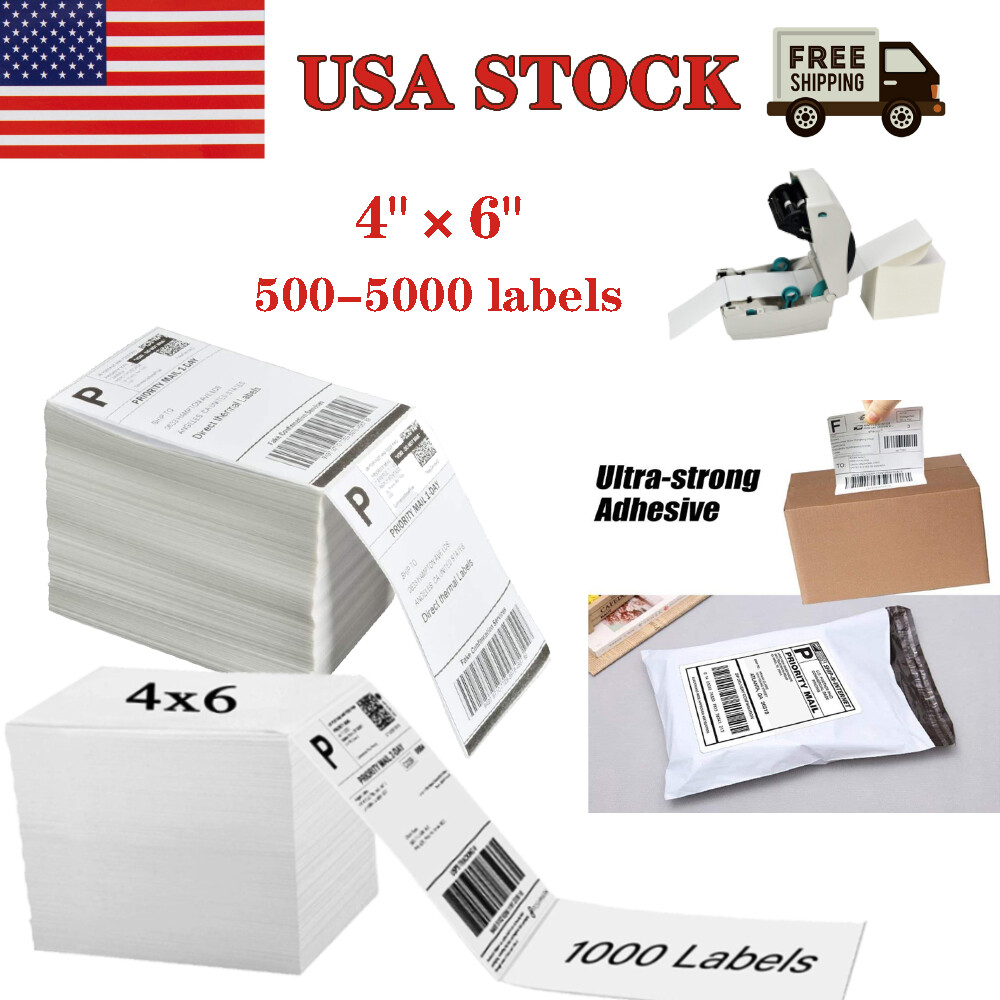 4×6 Fanfold Thermal Labels Direct Shipping Label for Zebra & Rollo Printers US