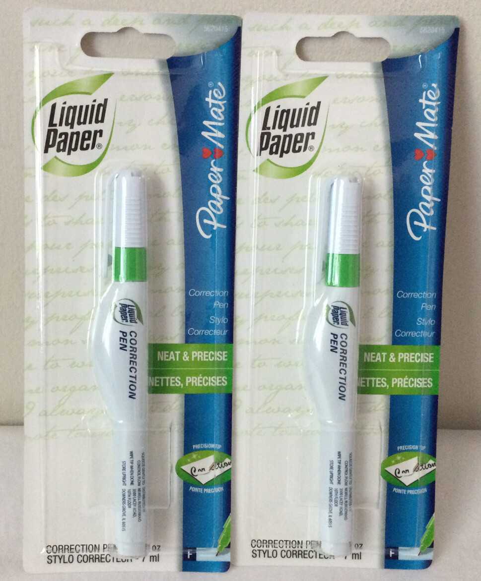 Papermate 2-PACK LIQUID PAPER White Out Correction PEN Fast Dry Precision Tip