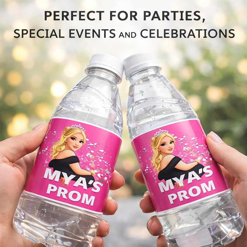 100 Pcs Water Bottle Labels 8.2×2 inch Printable Glossy White Waterproof Vinyl S
