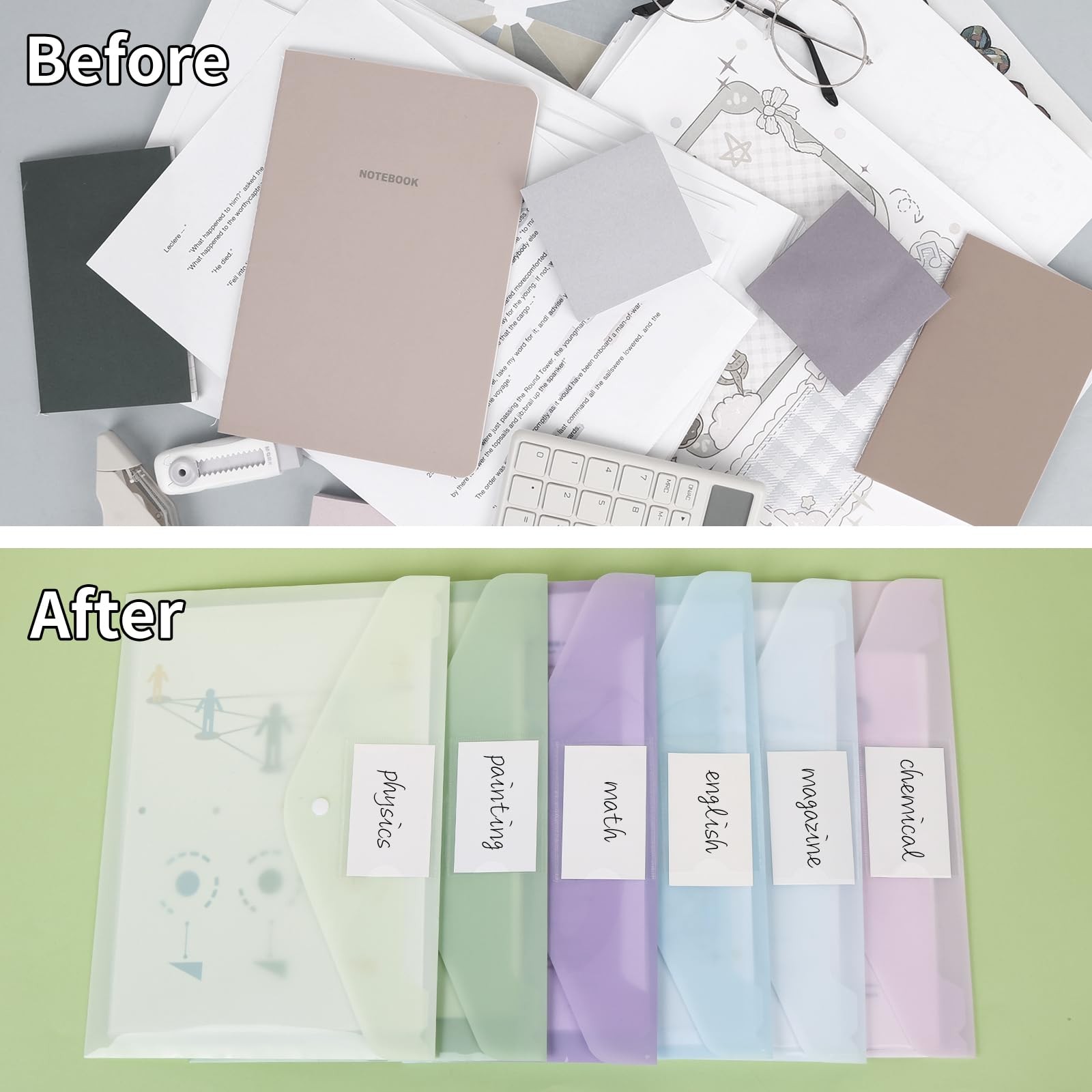 EOOUT 24 Pack Plastic Envelopes Plastic File Folders, Poly Folders with Snap …