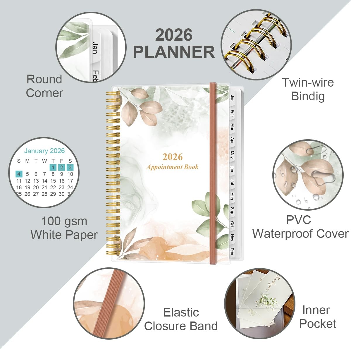 2026 Appointment Book & Planner Daily Hourly 6.4″ x 8.5″, 30-Minute Interval