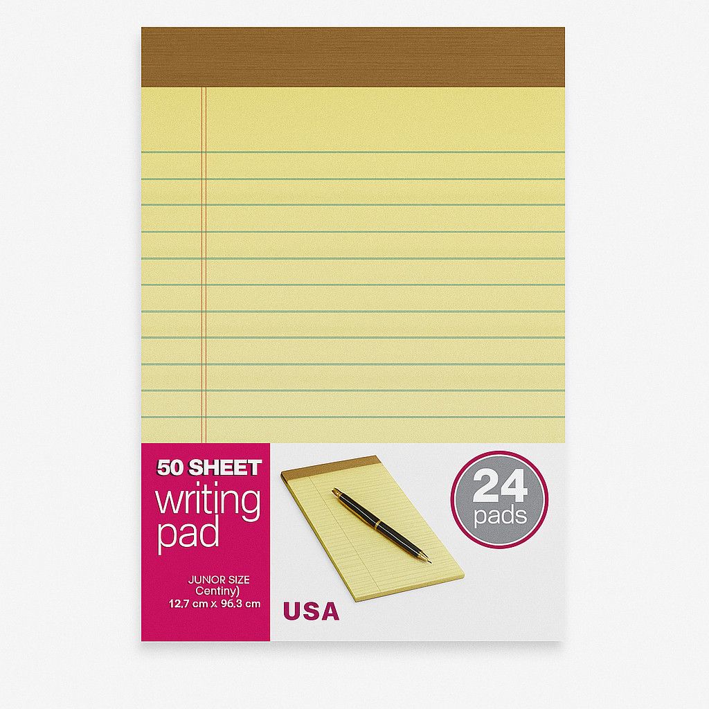 TOPS Junior Legal Notepad 5″x8″ Canary Yellow Legal Ruled 50 Sheets 96 Pads Bulk