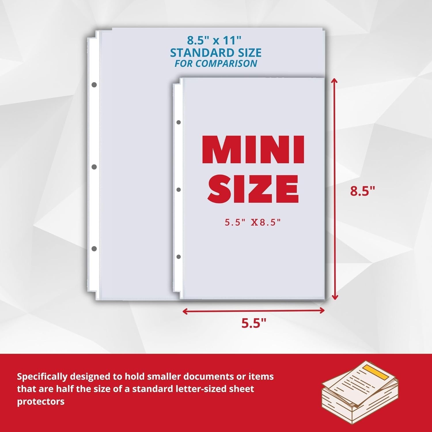 Crystal Clear Acid-Free Mini Sheet Protectors for 5.5 x 8.5 Sheets – 50 Count