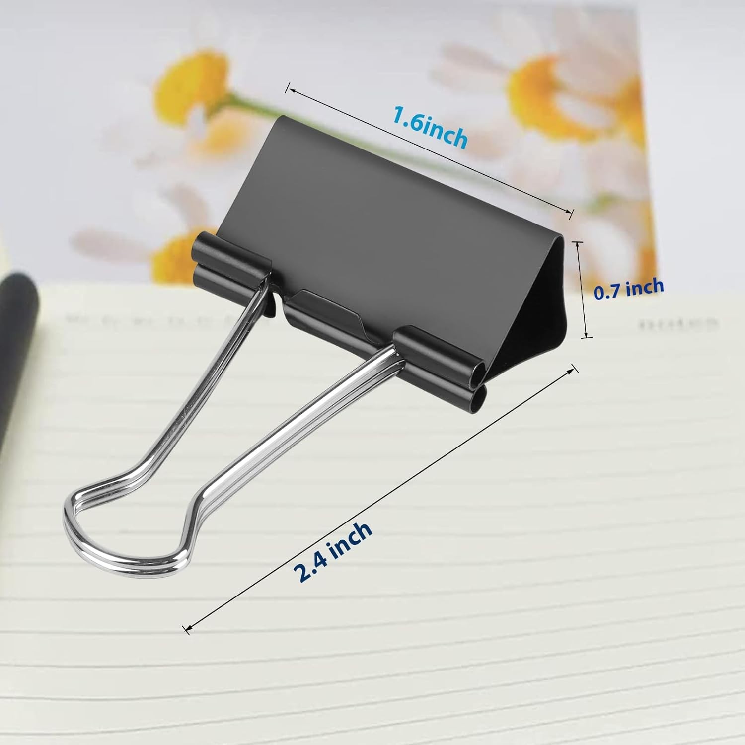40 Pcs Large 1.6-Inch Tempered Steel Binder Clips for Office & Home