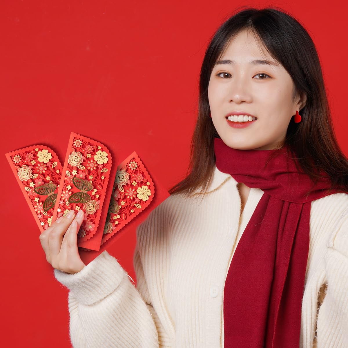 20pcs Luxurious Chinese New Year Red Envelopes, Standard, red