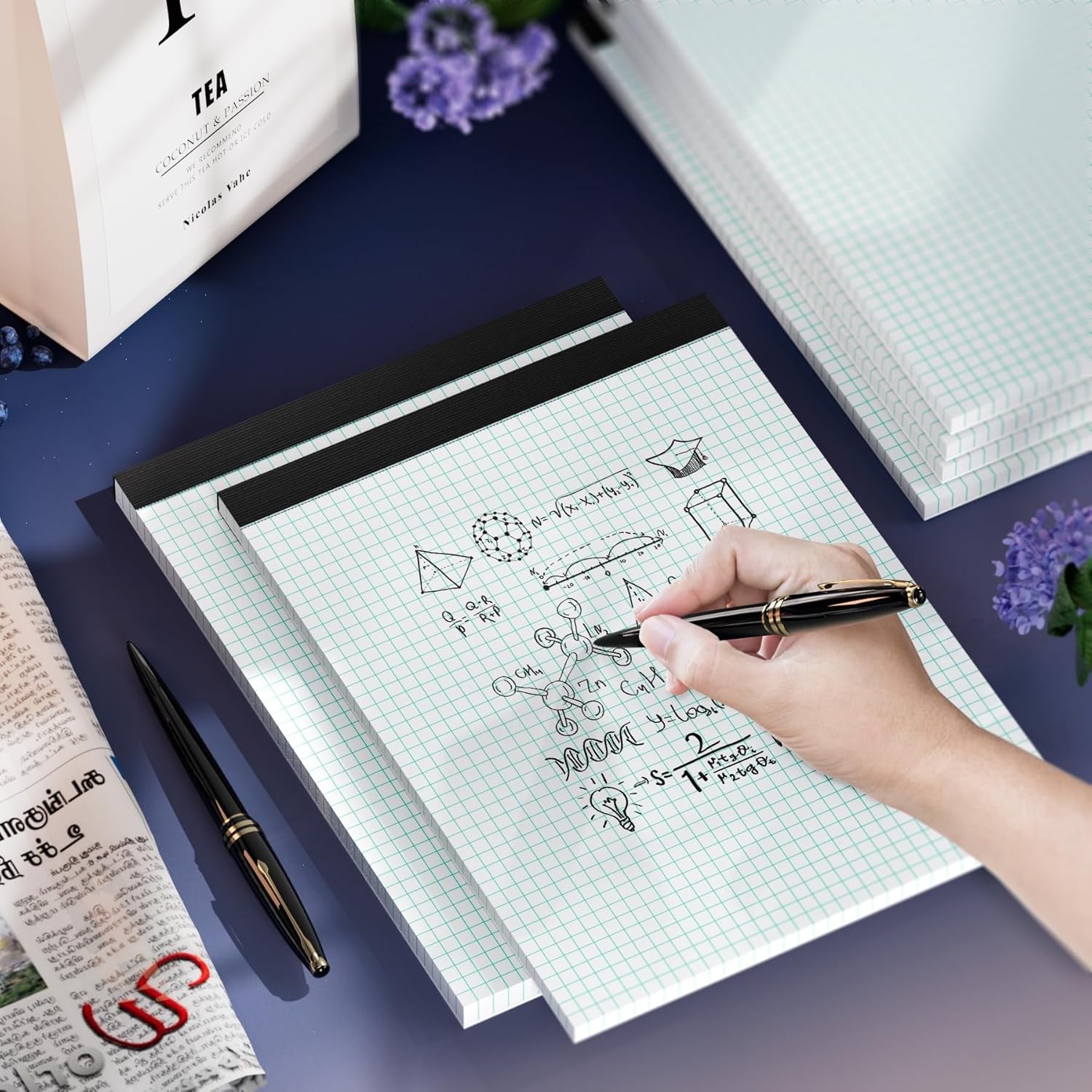 Graph Paper, Grid Paper 8.5 x 11 Graph Paper Pad, [2 Pack] Quad Ruled Grid Paper
