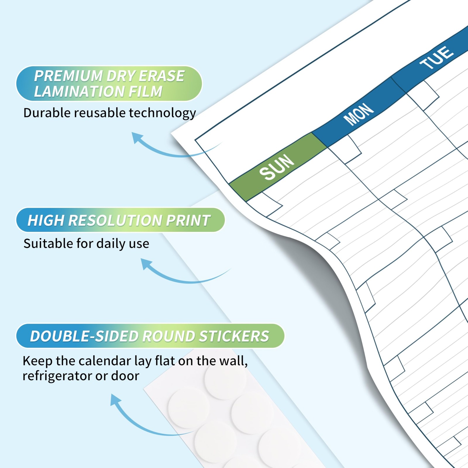 Large Dry Erase Calendar – Undated 1 Month Dry Erase Calendar for Wall, 40″ x…