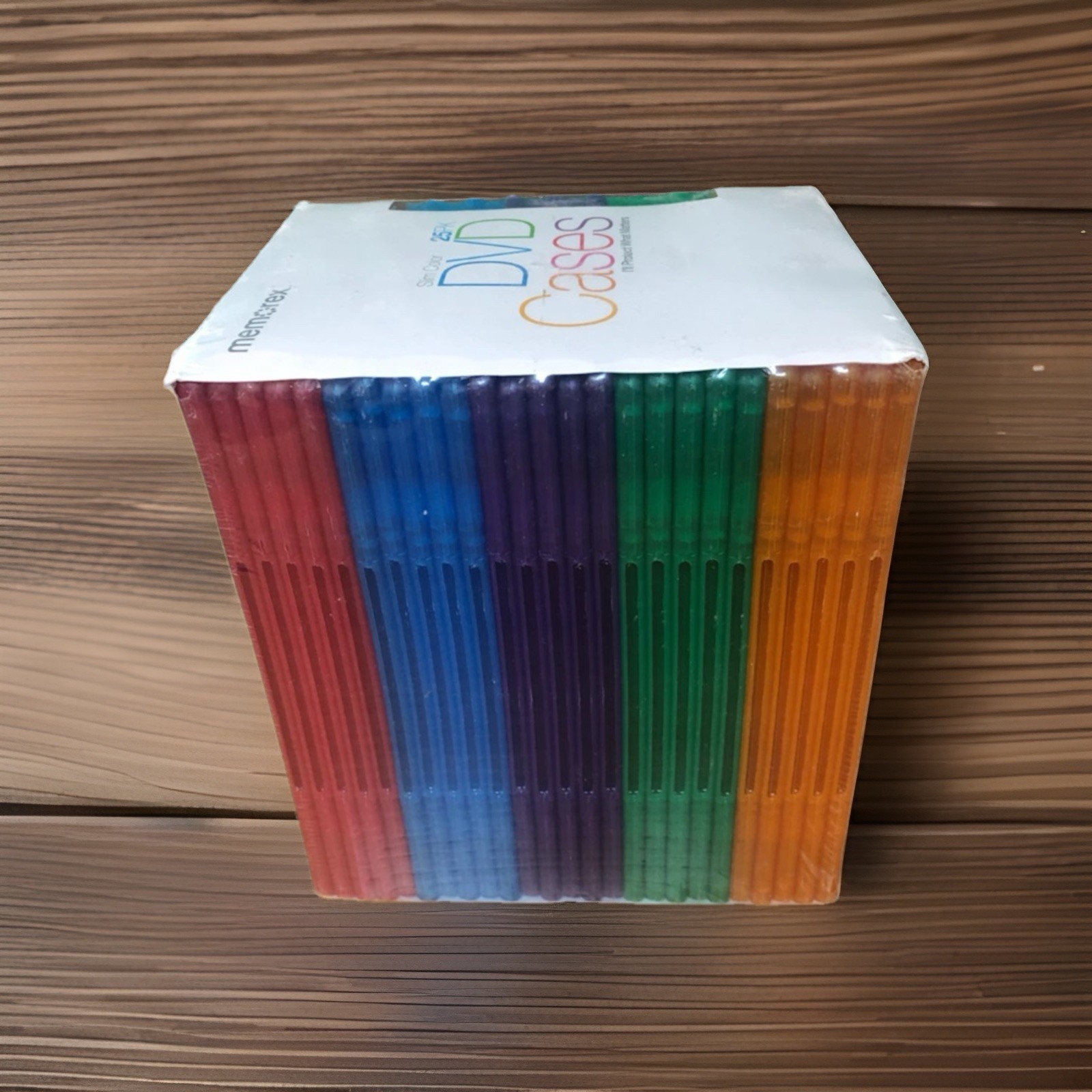 NIB New/Sealed Slim Color DVD Cases 25 pack * Multi-color Memorex