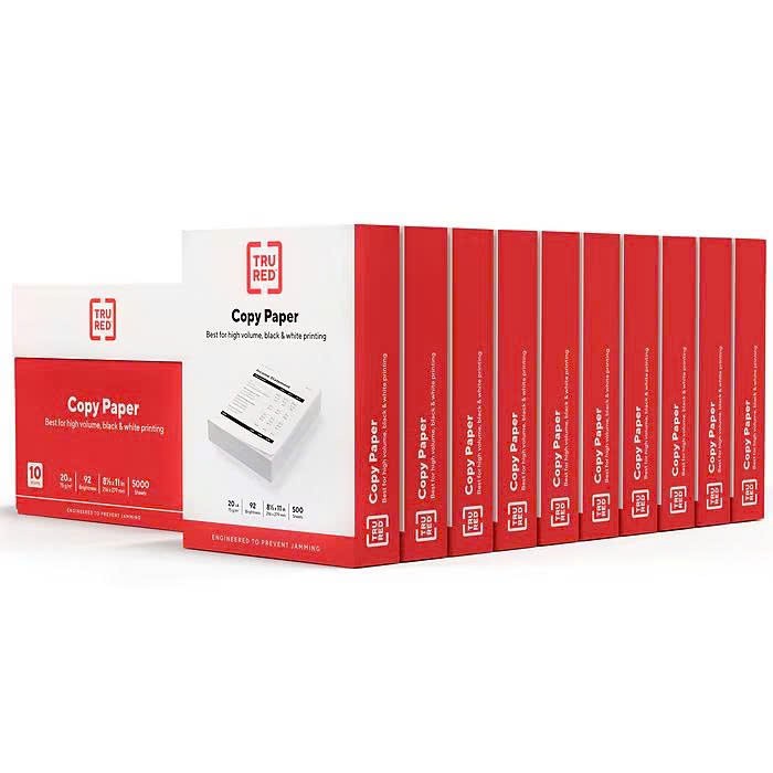 TRU RED 8.5″ x 11″ Copy Pape – 20 lbs. 92 Brightness, 500 Sheets/Ream – 10 Reams