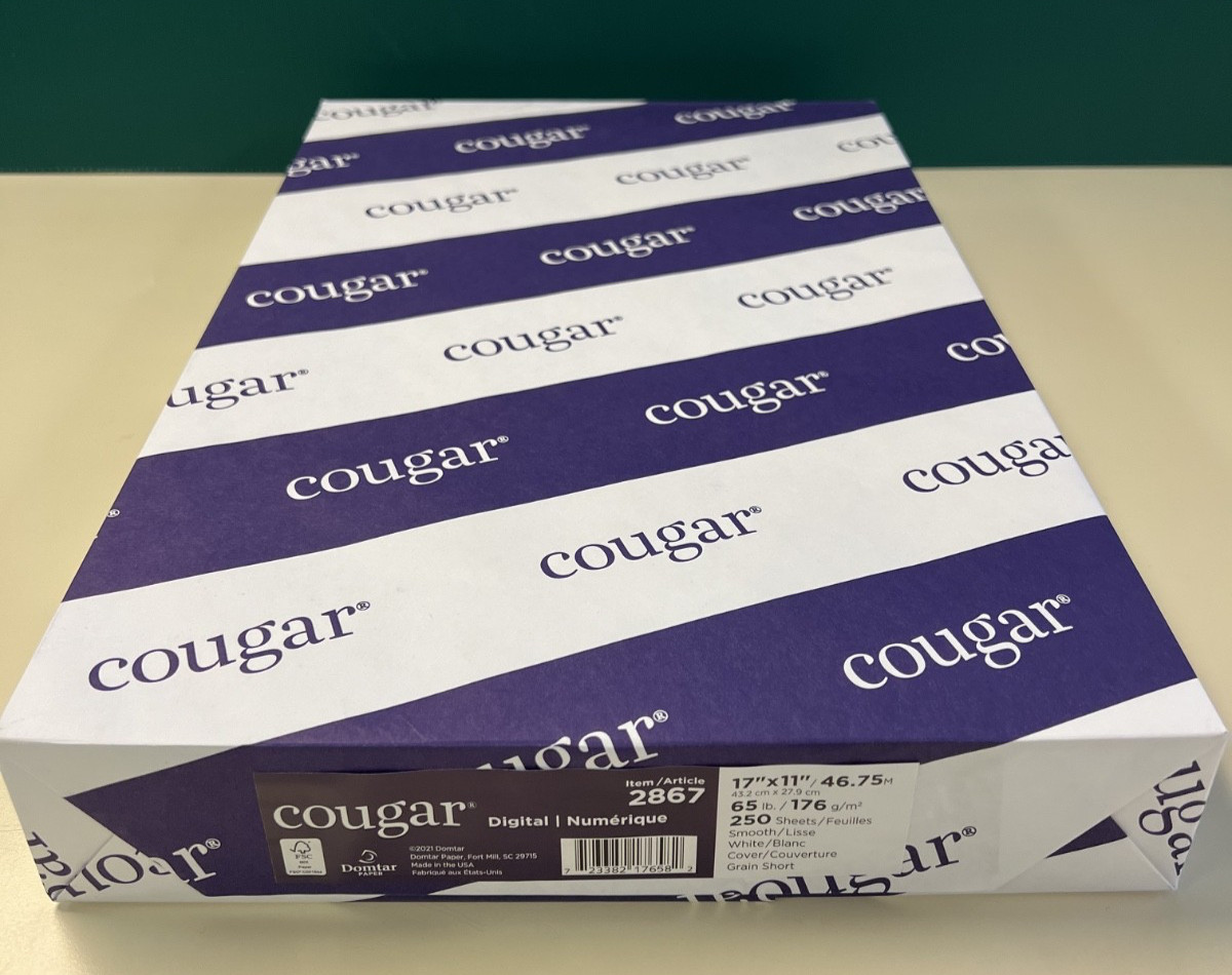 65# White Cougar Digital Cover 11″x17″ Smooth Cardstock Paper 250/Factory Ream