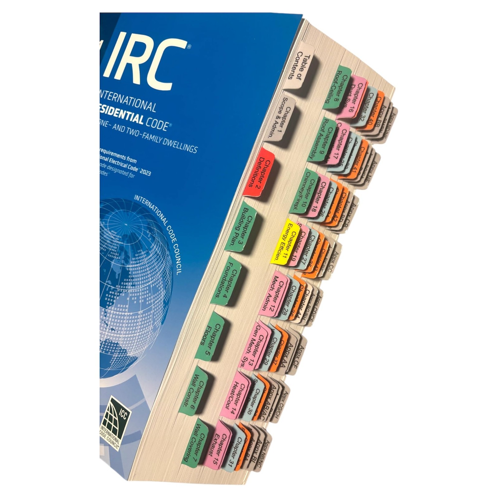 Book Tabs for The International Residential Code 2024. Laminated