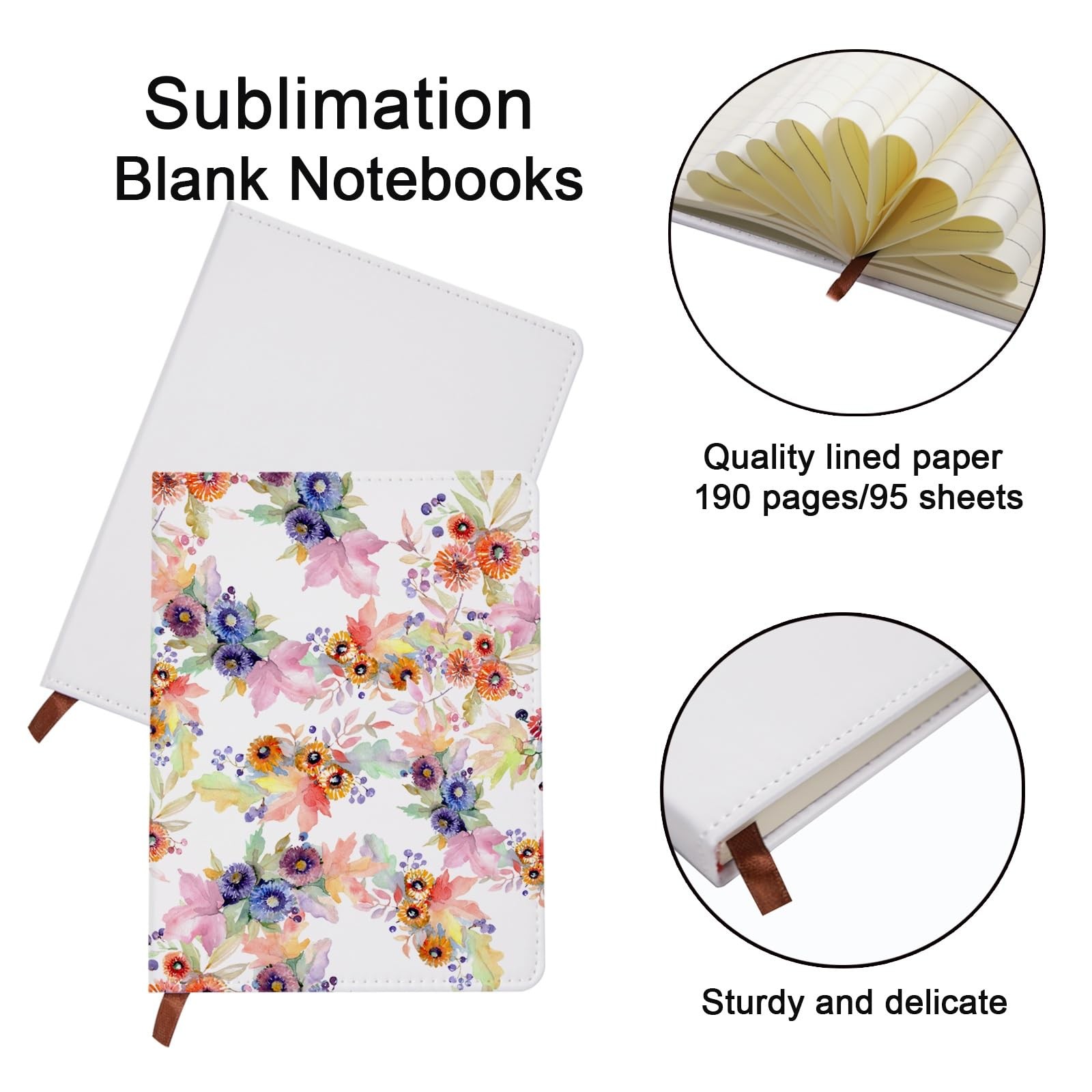 4 Pcs sublimation notebook blank A5 190 Pages sublimation journal blank， Subl…