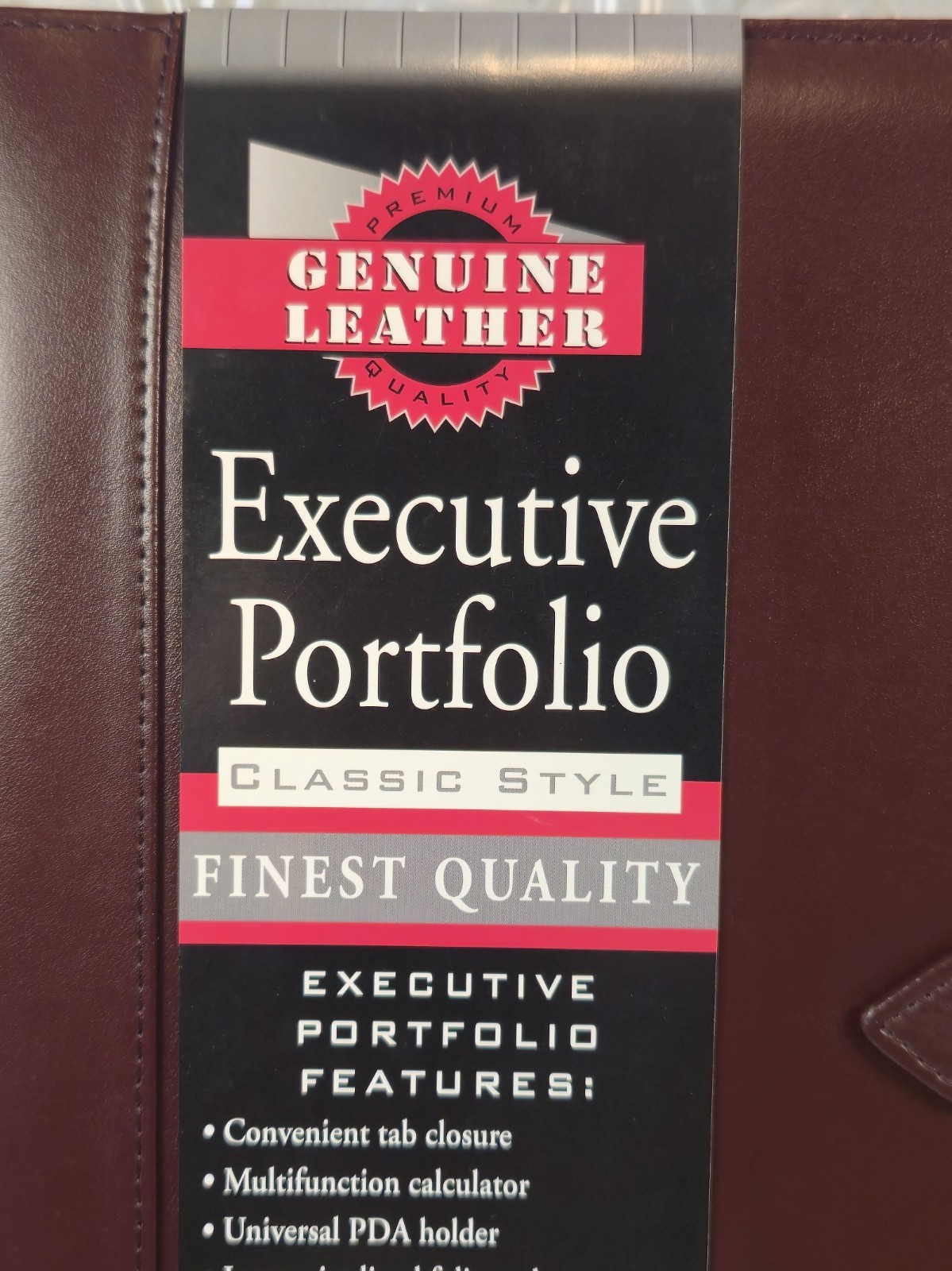 Genuine Leather Executive Portfolio Classic Style $80 Burgundy Binder Calculator