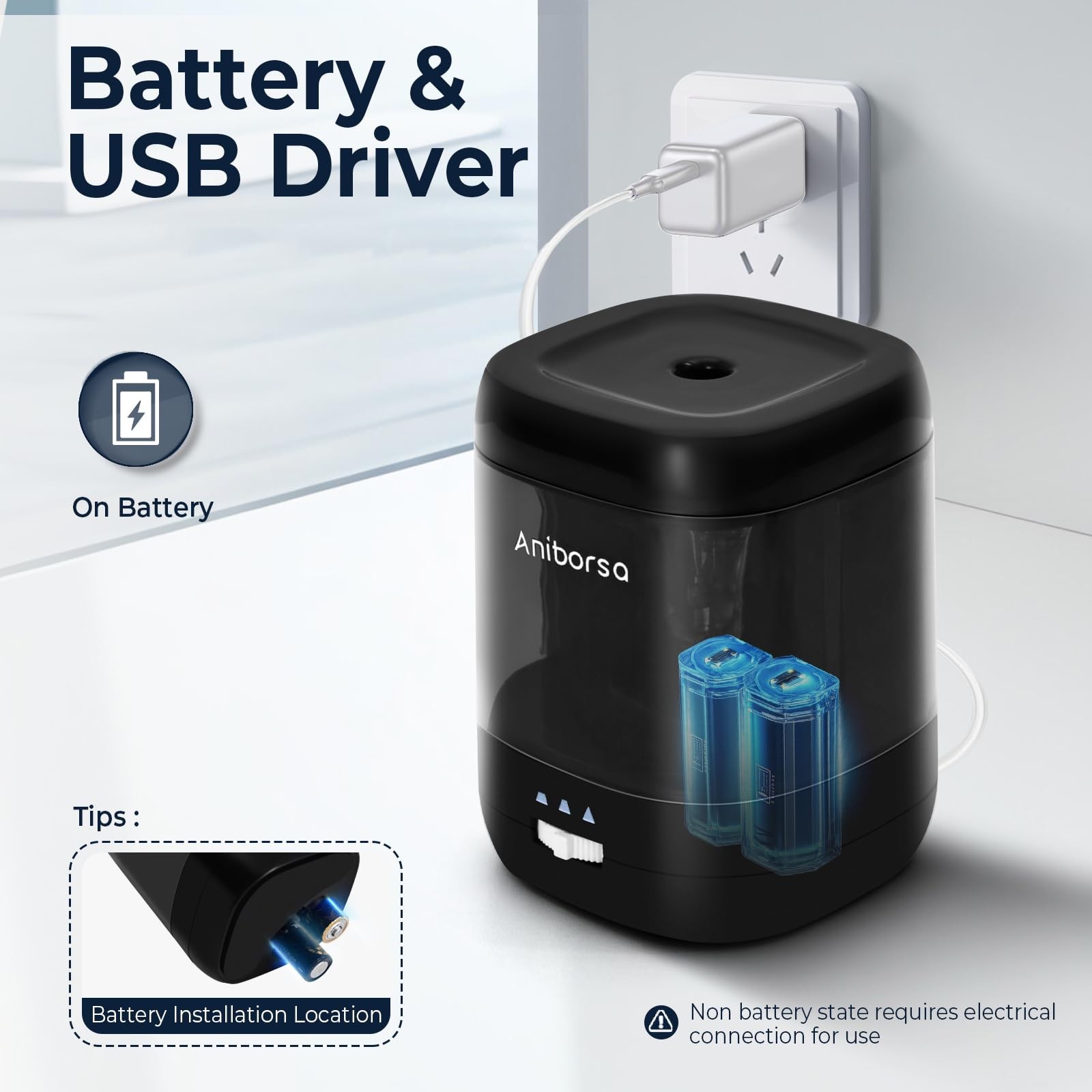 Electric Pencil Sharpener, USB & Battery Operated, Adjustable Nibs, Automatic…