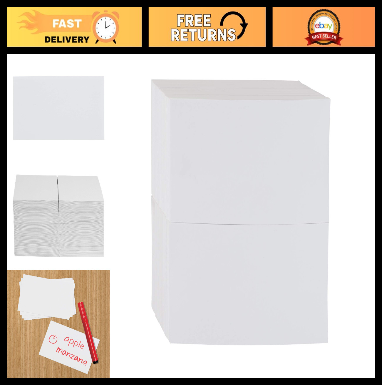 Blank Index Cards for Studying & Note Taking, 4″x6″, 2000 Count, White – Pack of