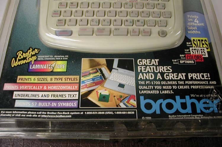 Vintage 1999 Brother Model P-Touch PT-1700 Electronic Labeling System