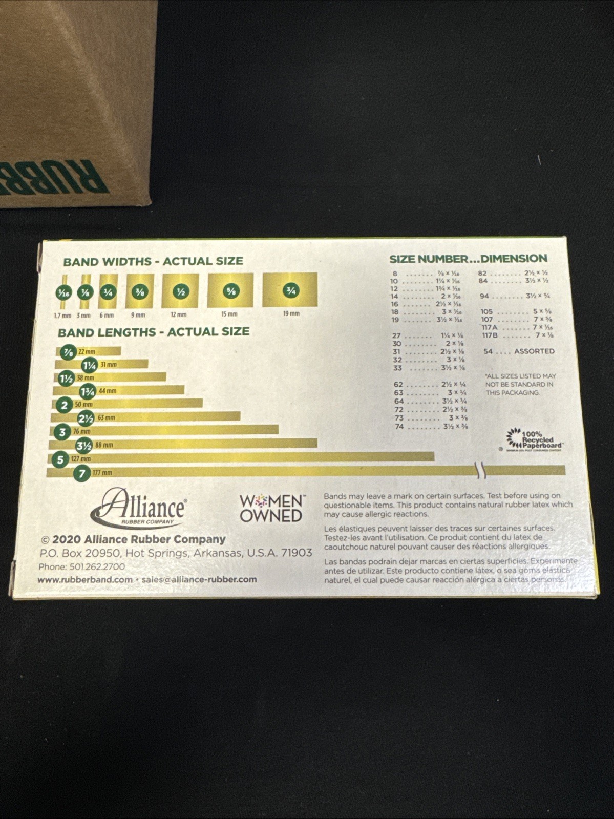 10X Alliance Pale Crepe Gold Rubber Bands Sz. 64 3-1/2 x 1/4 1lb Box 20645