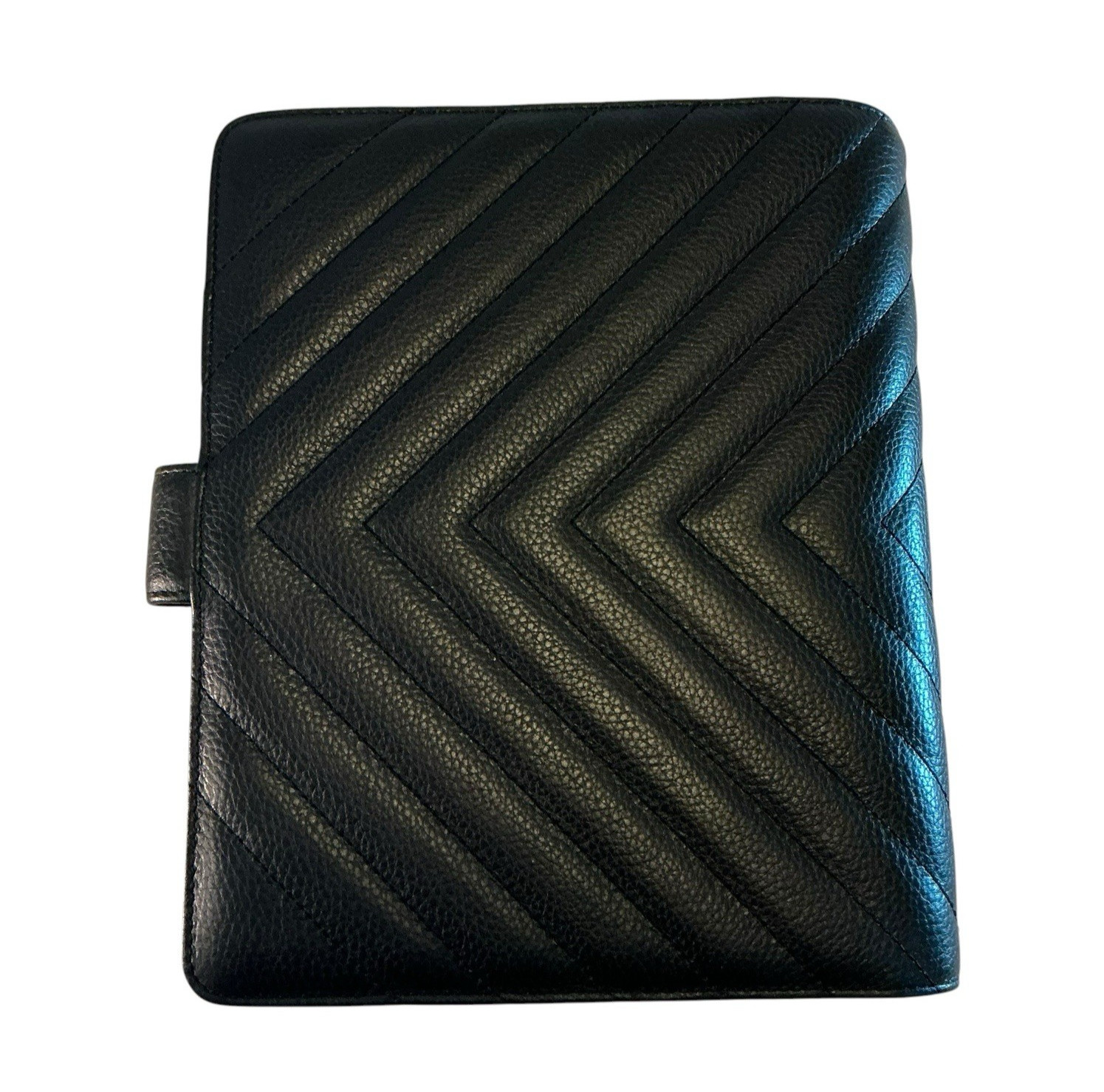 CLOTH & PAPER Leather Agenda Cover, A5 Large Black Quilted Leather Planner,