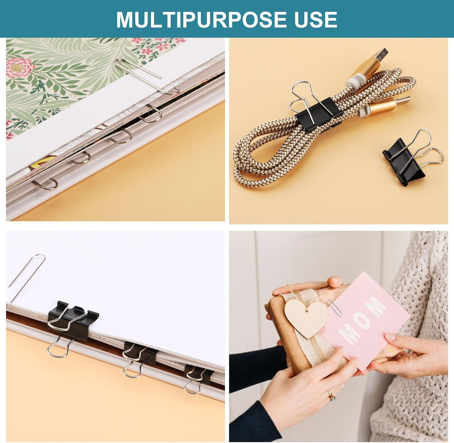 Binder Clips Paper Clips 360 Pcs Assorted Sizes Paper Clamps Paperwork Office