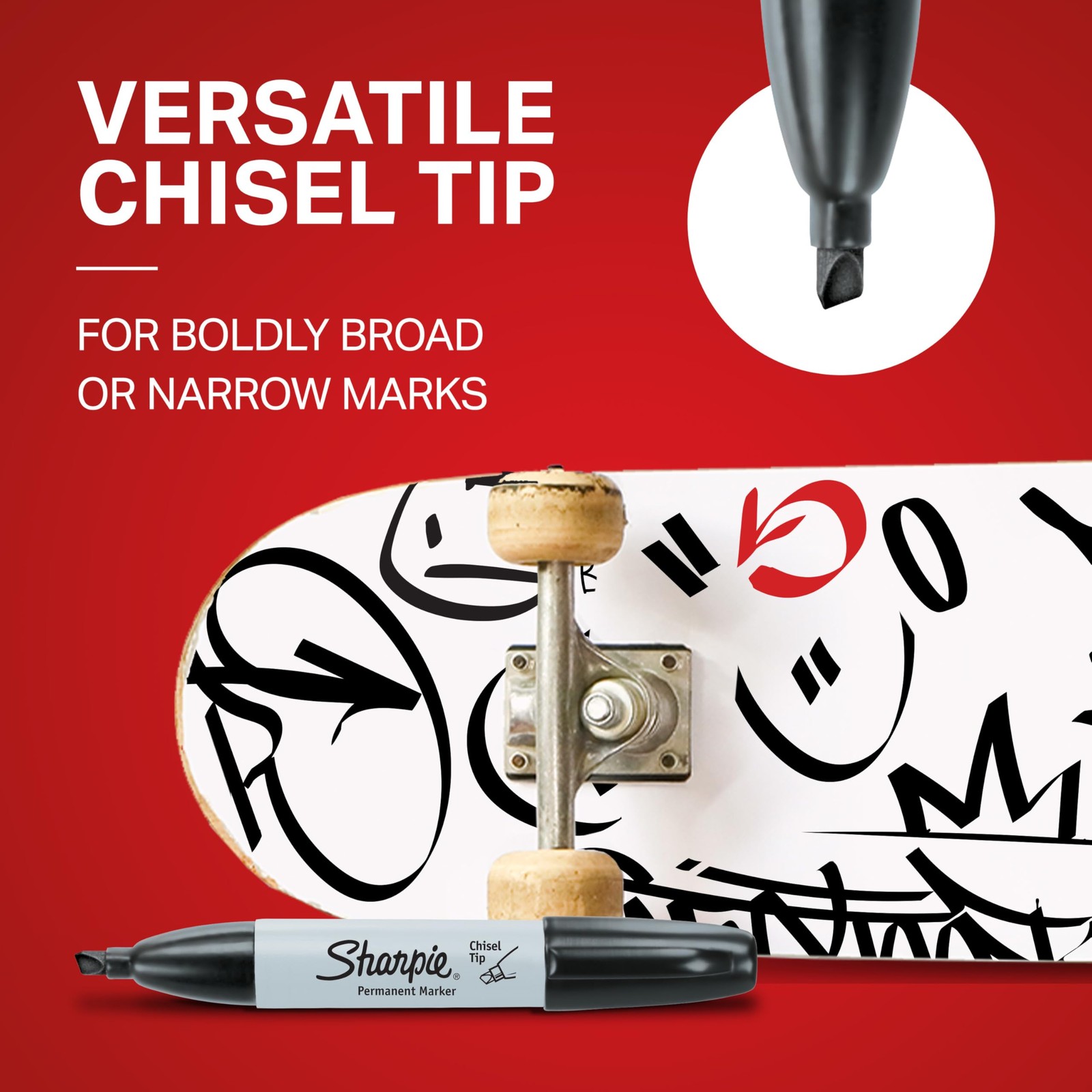 Sharpie Permanent Markers, Large, Chisel Tip, Black, 4 Count – Marks on Paper, P