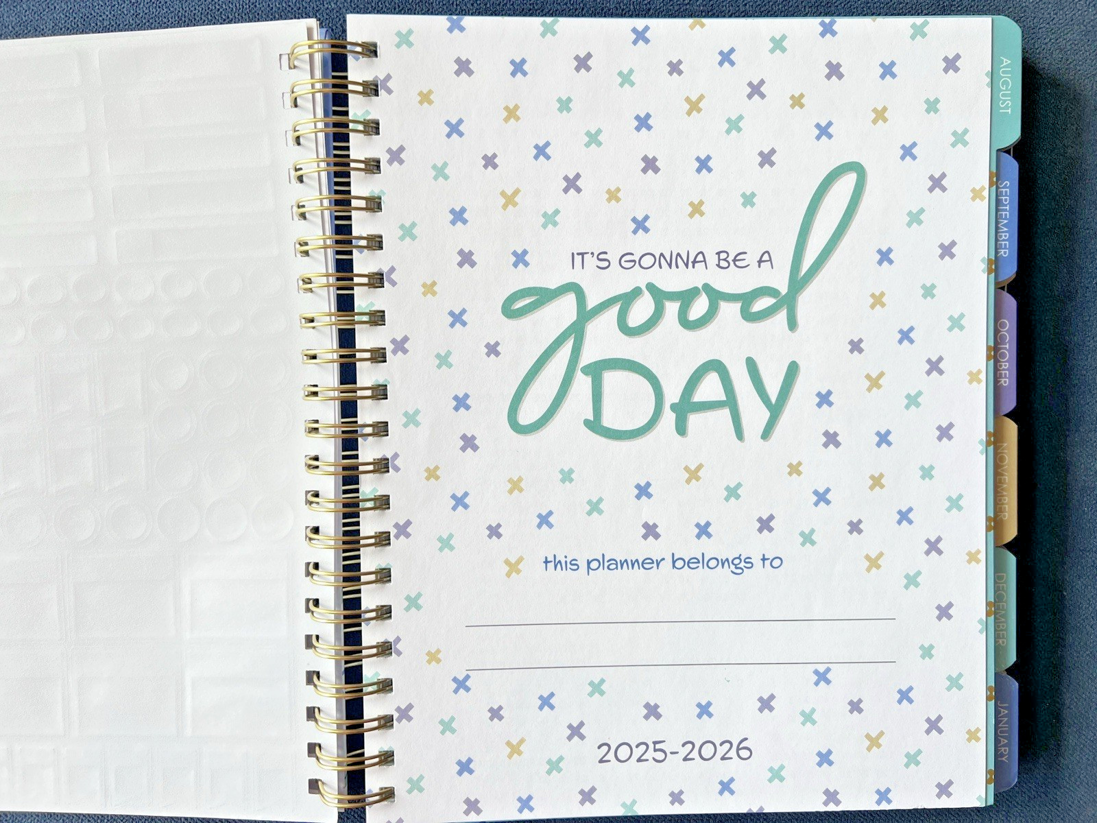 17 Month Planner BLUE BOWS FLOWER Aug 2025 – Dec 2026 Weekly Planning Note Gift