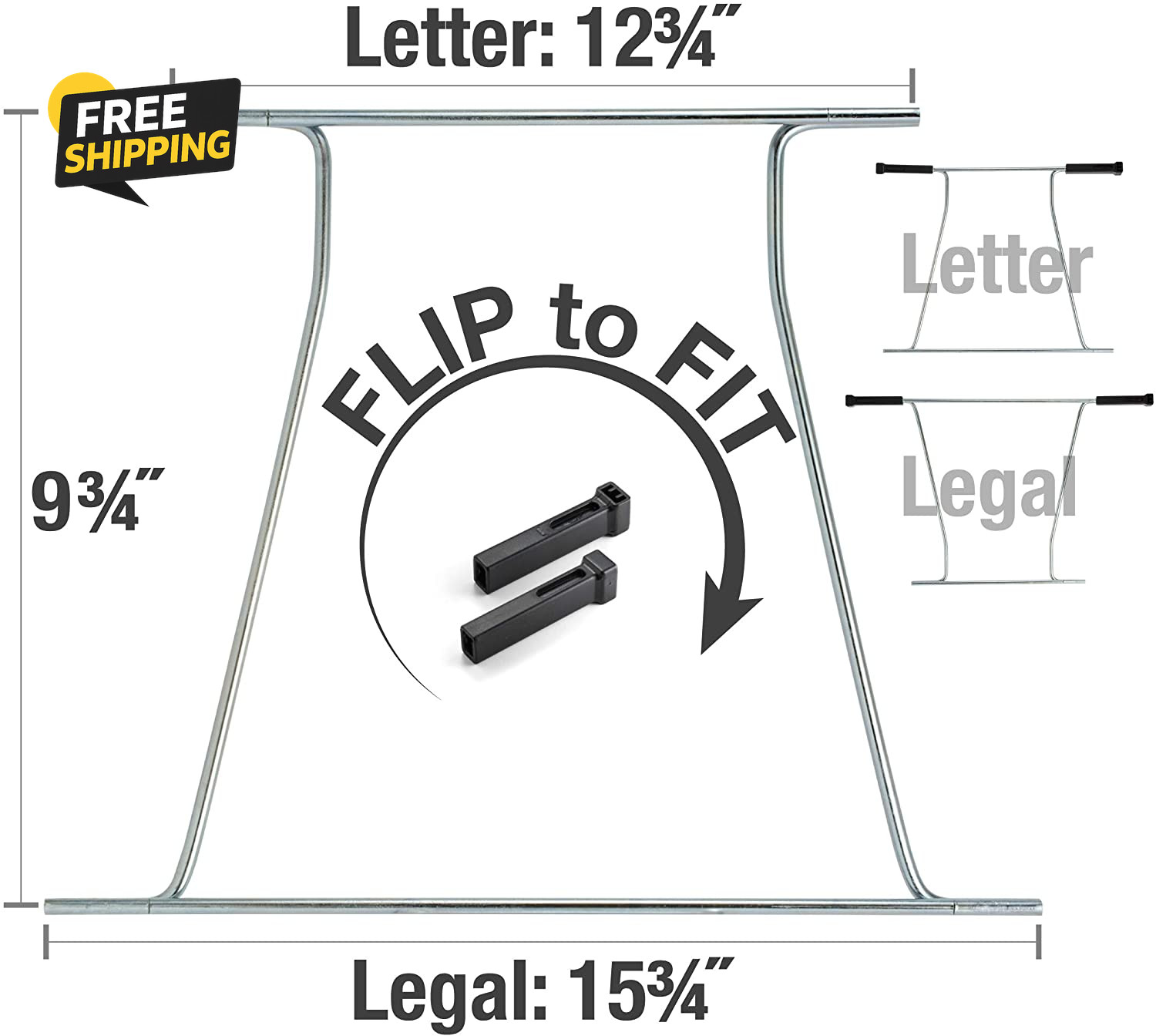 Universal Hanging File Frame, Letter and Legal Size, Rails 24 to 27, Steel