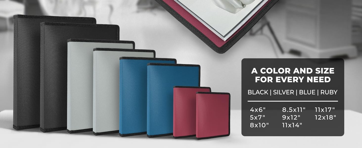 Art Portfolio 8.5×11 Folder (Silver), Mounting Paper, Portfolio Binder for