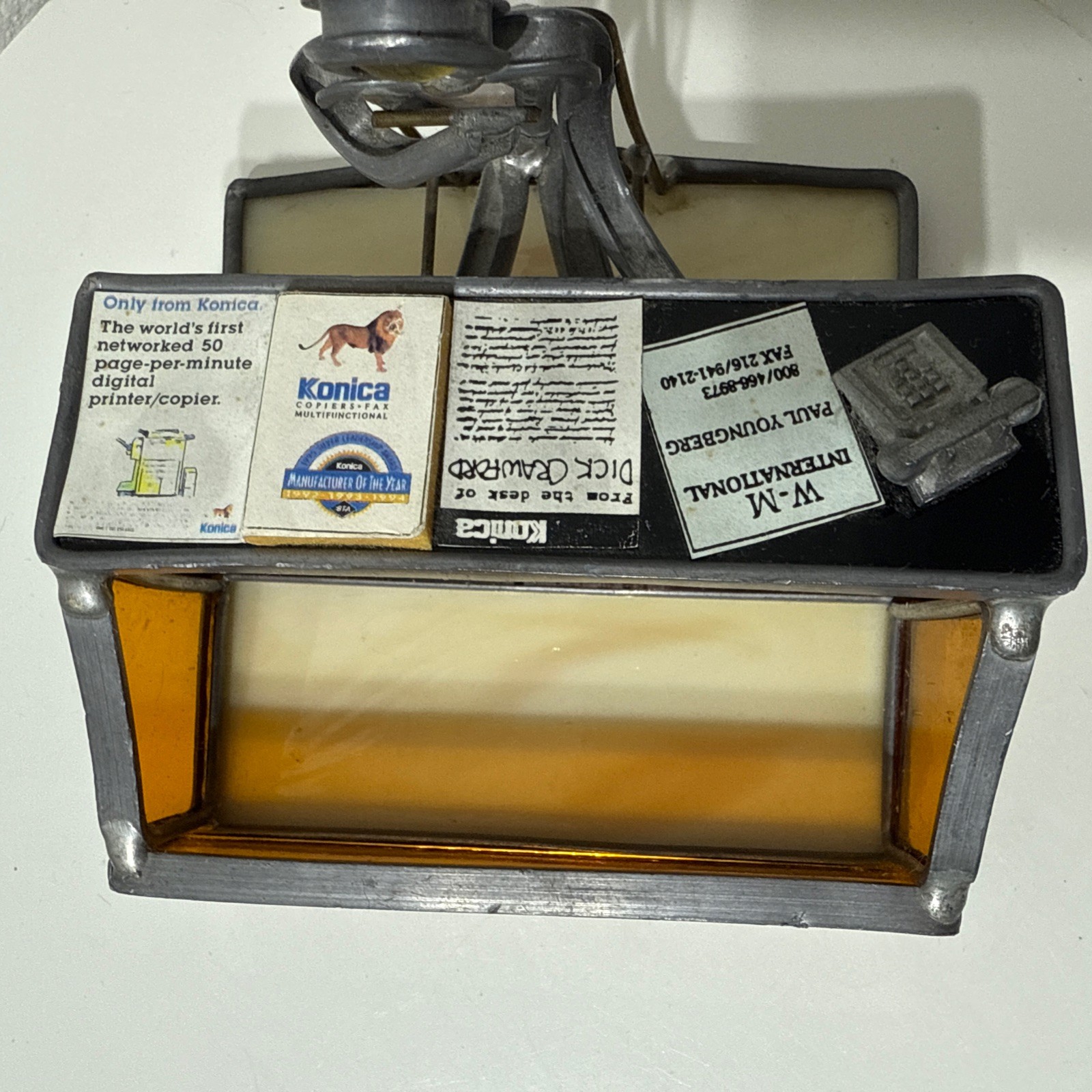 Glass Business Card Holder World Traveler Sale Rep Konica Carl Goeller Telephone