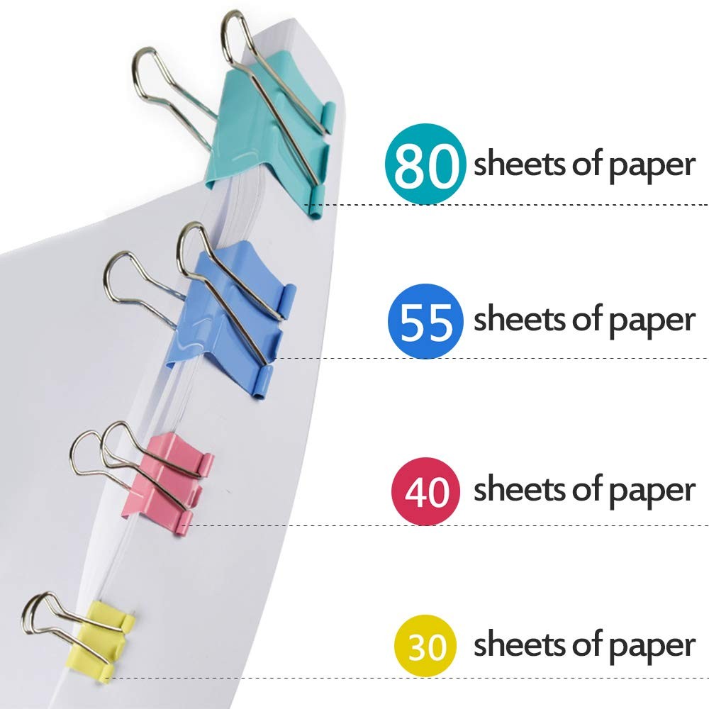 Binder Clips, Lumeiy 162PCS Paper Clips with Assorted Colors and Four Sizes